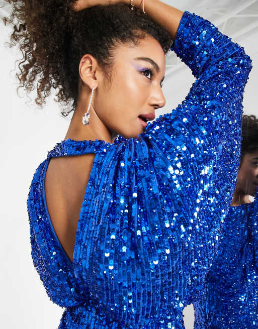 asos blue sequin dress