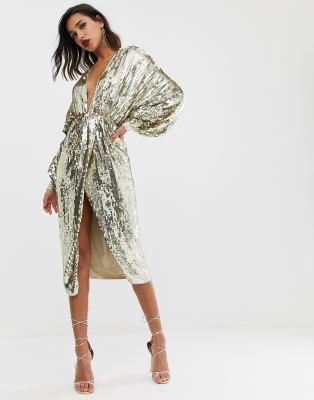 asos sequin wrap dress