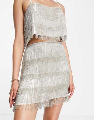 asos edition crystal fringe cami midi dress in silver ASOS | Dresses | Asos Edition Sequin And Fringe Artwork Cami Midi Dress In  Silver