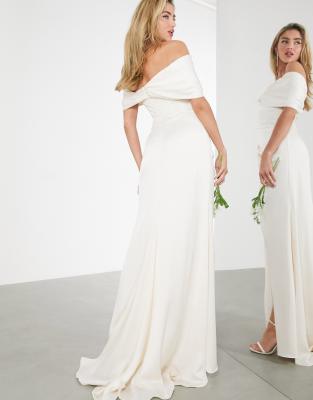 bardot a line wedding dress