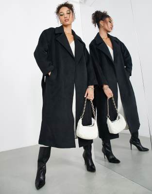 ASOS EDITION belted longline wool mix coat in black - ASOS Price Checker