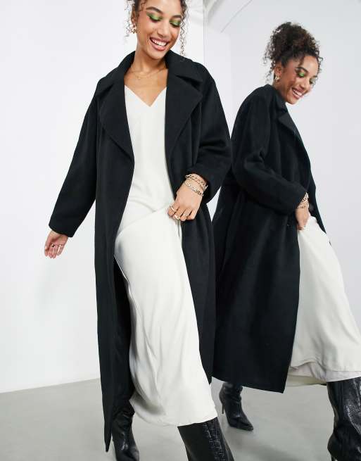 Asos black wool coat sale