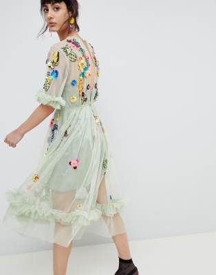 embellished smock dress