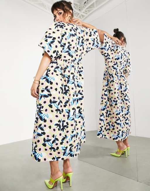 ASOS Edition - Blomstret midikjole i bomuld, 2 af 4