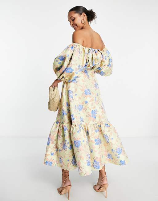 Asos floral off the shoulder outlet dress