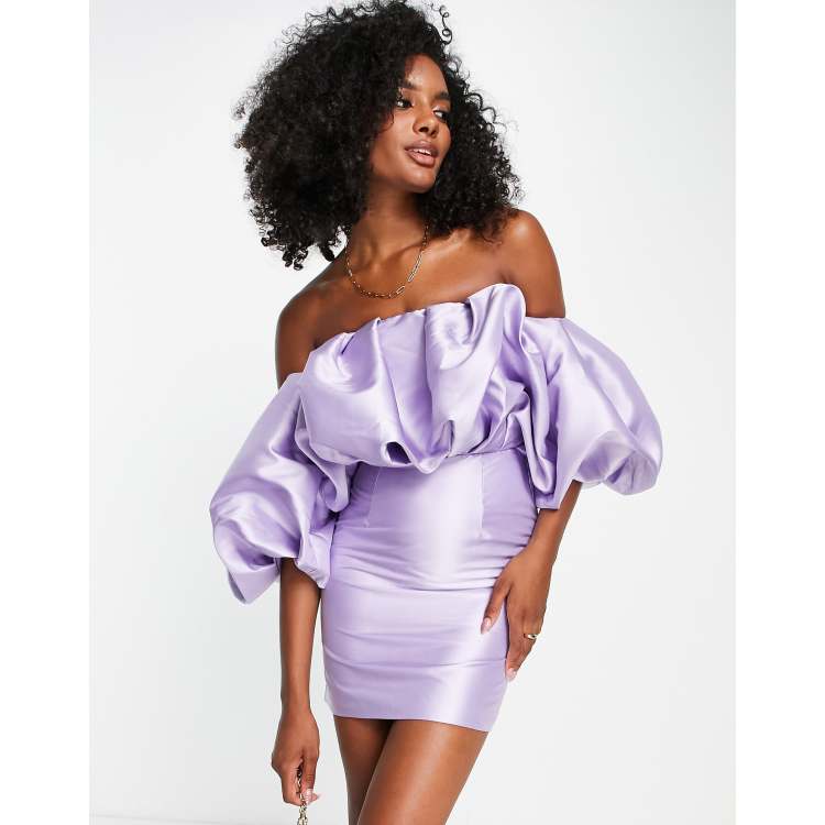 Asos edition blouson one shoulder dress store in satin