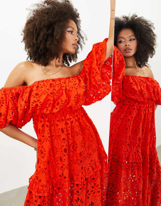 Asos red off the hotsell shoulder dress