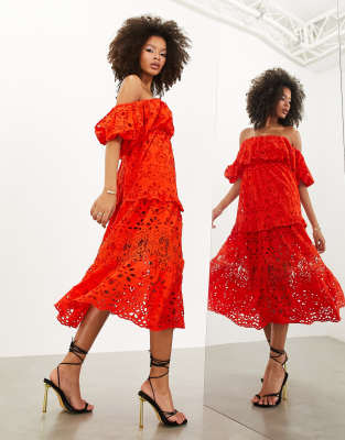 zara red off the shoulder dress