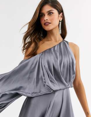 grey one shoulder dress