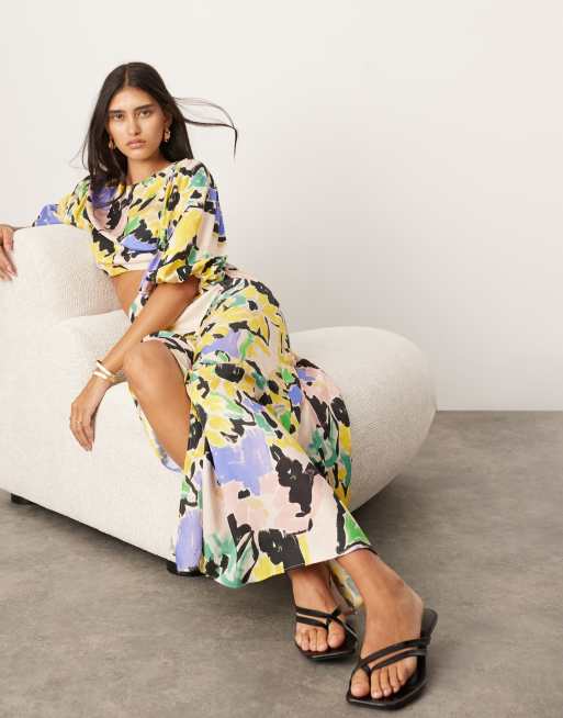 ASOS EDITION blouson sleeve cut out midi dress in oversized floral print ASOS