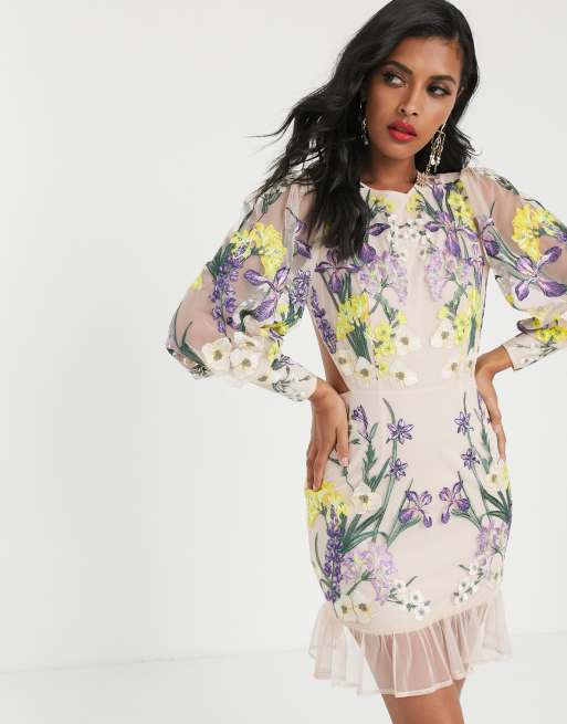 ASOS EDITION blouson sleeve floral embroidered maxi dress with