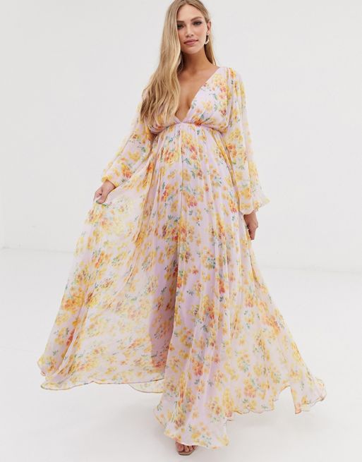 ASOS EDITION blouson sleeve floral embroidered maxi dress with