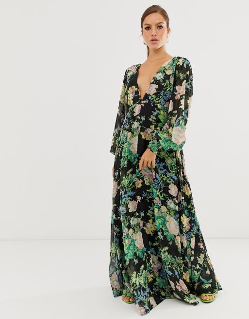 Asos floral hot sale maxi dress