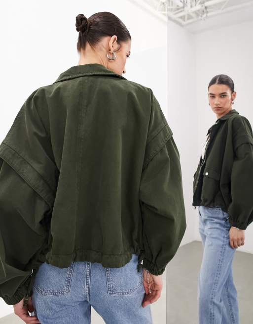 ASOS EDITION – Bomberjacke in hellem Khaki mit Kragen | ASOS