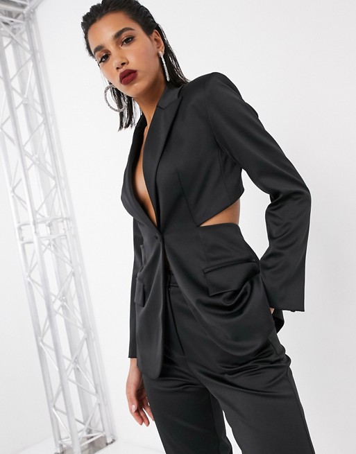 ASOS EDITION bonded satin jacket with cut out back
