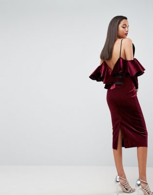 asos burgundy velvet dress