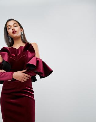 asos burgundy velvet dress