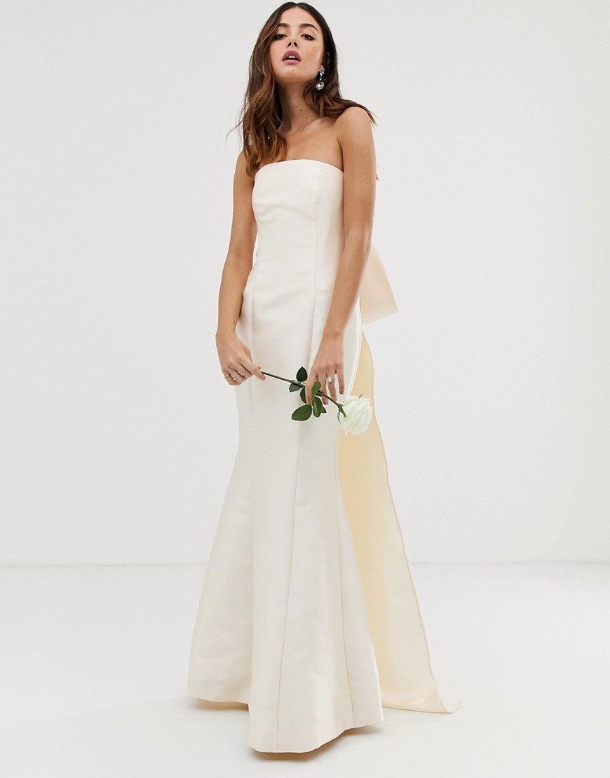 ASOS EDITION bow back bandeau wedding dress-White