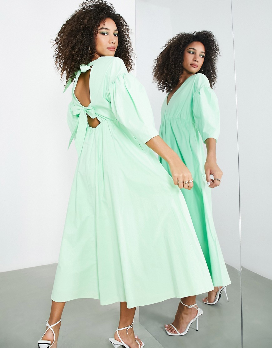 ASOS EDITION bow back midi dress with full skirt in apple green