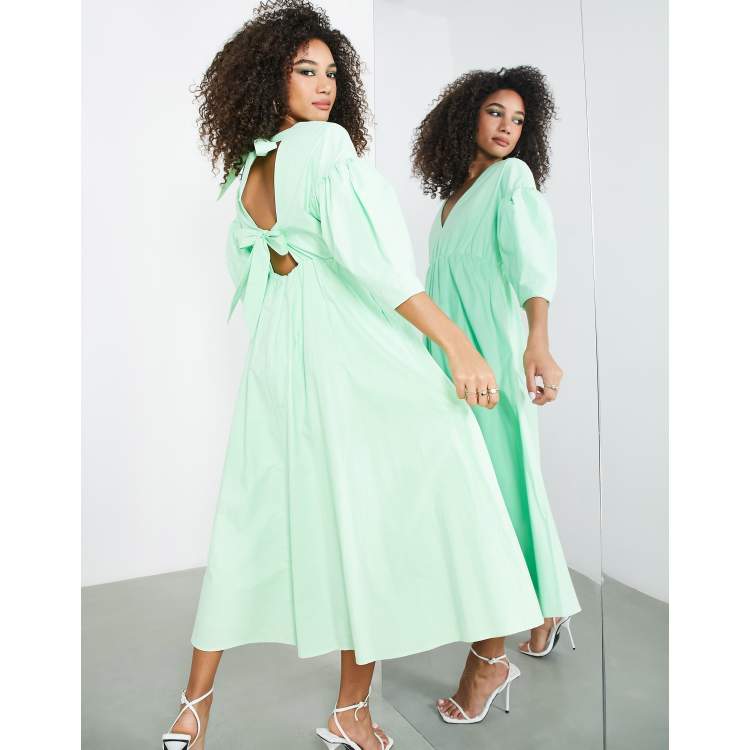 ASOS EDITION bow back midi dress with full skirt in apple green