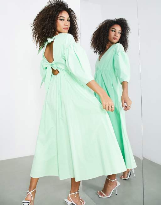 ASOS EDITION bow back midi dress with full skirt in apple green | ASOS