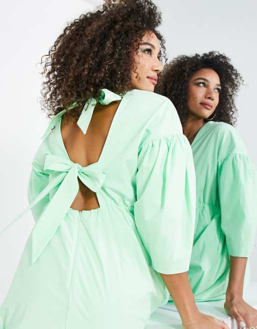 ASOS EDITION bow back midi dress with full skirt in apple green | ASOS