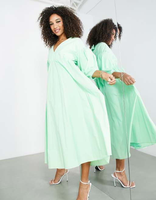 ASOS EDITION bow back midi dress with full skirt in apple green | ASOS