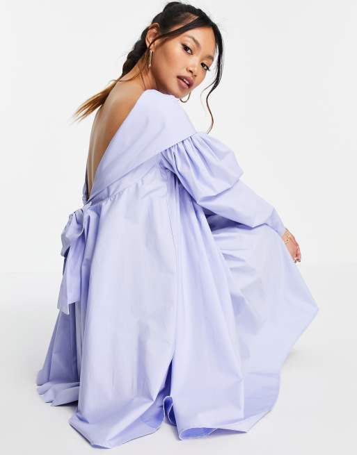 ASOS EDITION bow smock dress in cornflower blue | ASOS