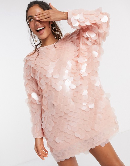 ASOS EDITION boxy mini dress with pink discs