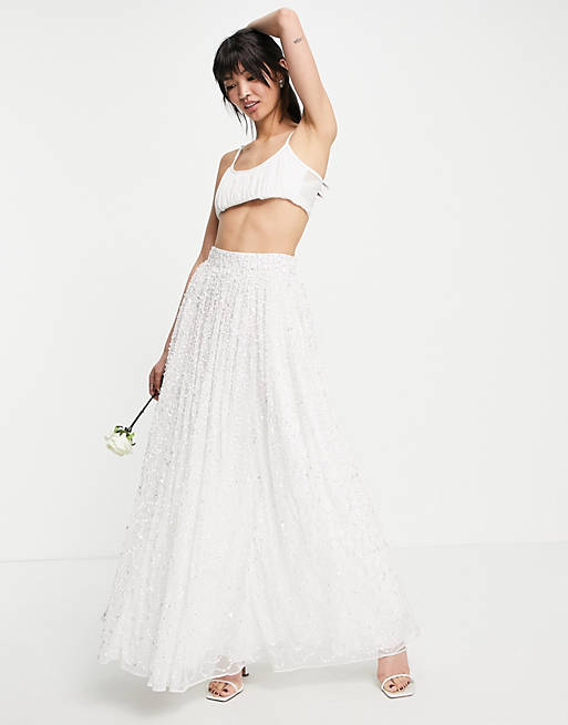  bridal embellished full skirt in white 