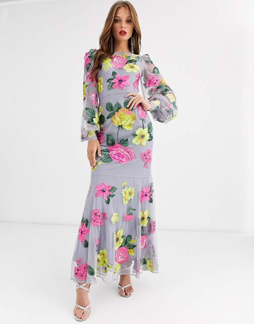 ASOS EDITION bright floral embroidered maxi dress
