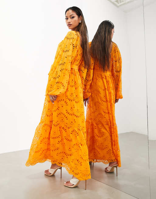 ASOS EDITION blouson sleeve floral embroidered maxi dress with