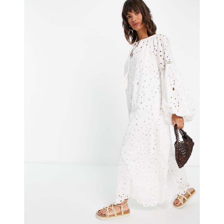 Asos edition broderie dress with maxi skirt overlay hotsell