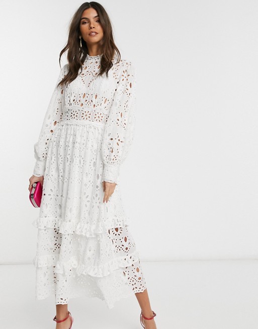 ASOS EDITION broderie midi dress with balloon sleeves
