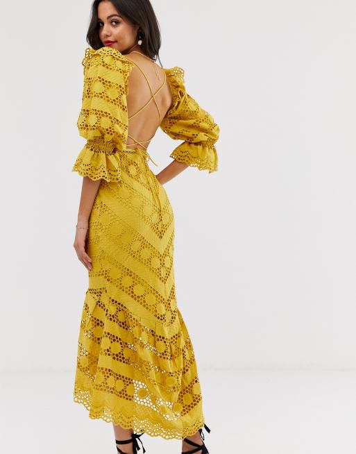 Asos mustard outlet dress