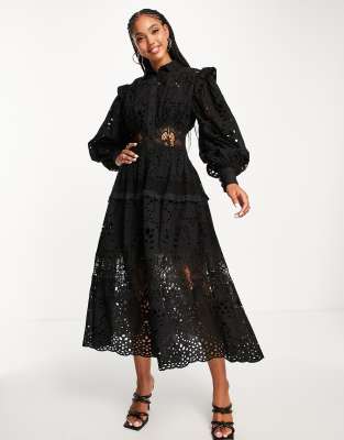 black broderie dress