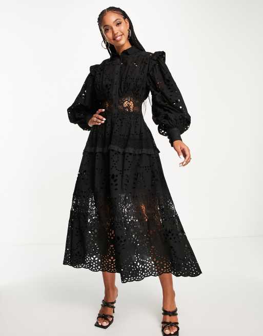 Black shop broderie dress