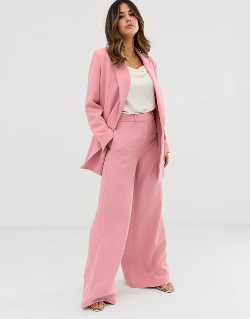 ASOS EDITION - Double-breasted jack & pantalon met wijde pijpen in roze, 3 van 3