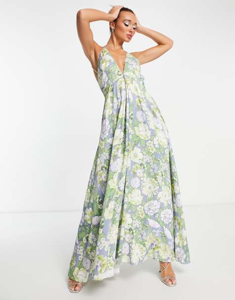 ASOS EDITION - Cami-maxikjole i satin med haveblomsterprint - view 1