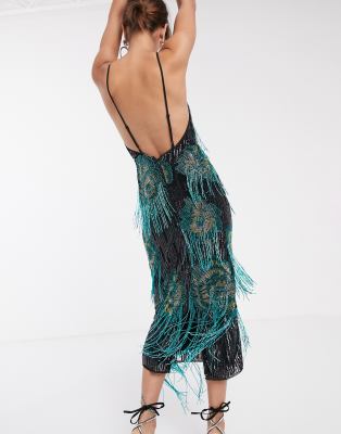 floral fringe dress
