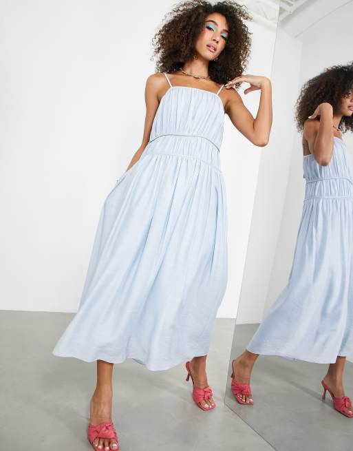 ASOS EDITION cami midi dress with seam details in pale blue ASOS