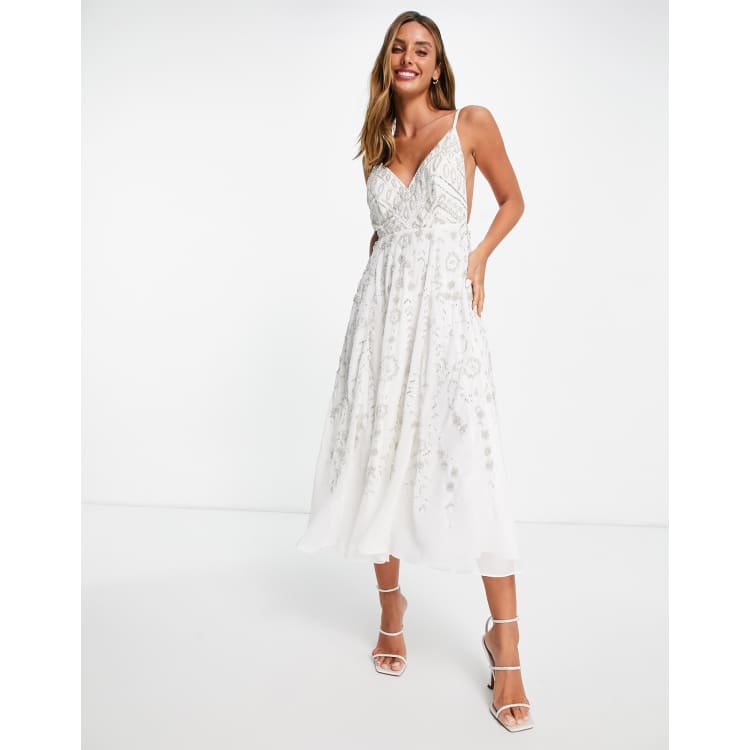 Asos design strappy midi dress in delicate floral embellishment discount