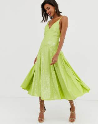 split cami midi dress