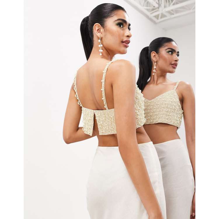 Pearl V Neck Crop Top