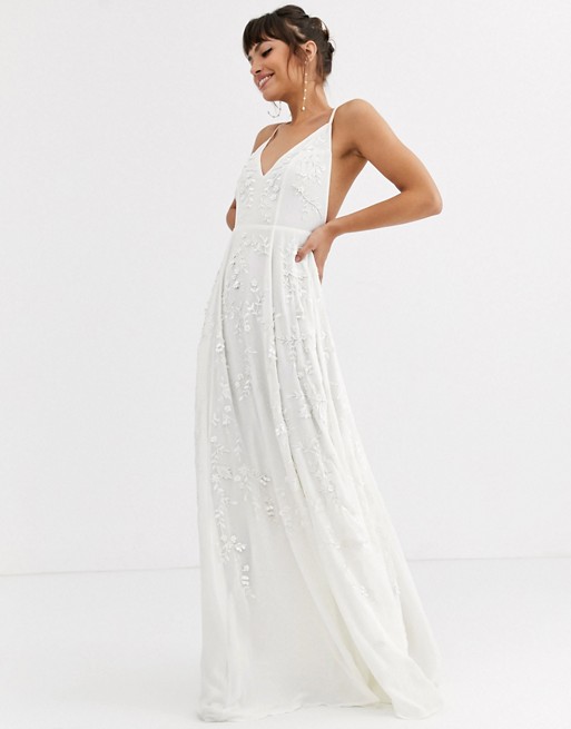 ASOS EDITION cami wedding dress with sequin and bead embellishment