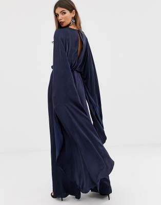 asos edition cape sleeve wedding jumpsuit in satin