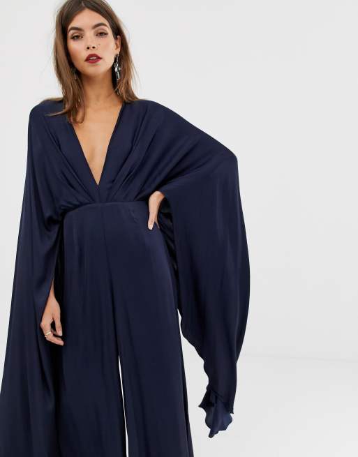 Asos edition cape sleeve 2025 wedding jumpsuit in satin