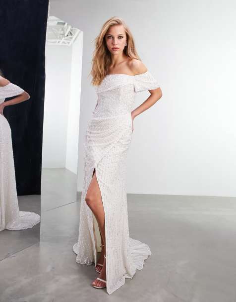 ASOS EDITION Cecilia bardot sequin embellished wedding dress