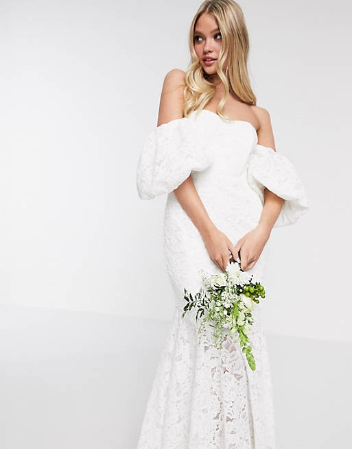 ASOS EDITION Chelsea off shoulder lace wedding dress