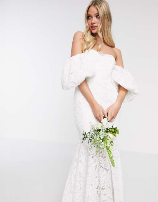 ASOS EDITION - Chelsea - Schulterfreies Hochzeitskleid mit ...